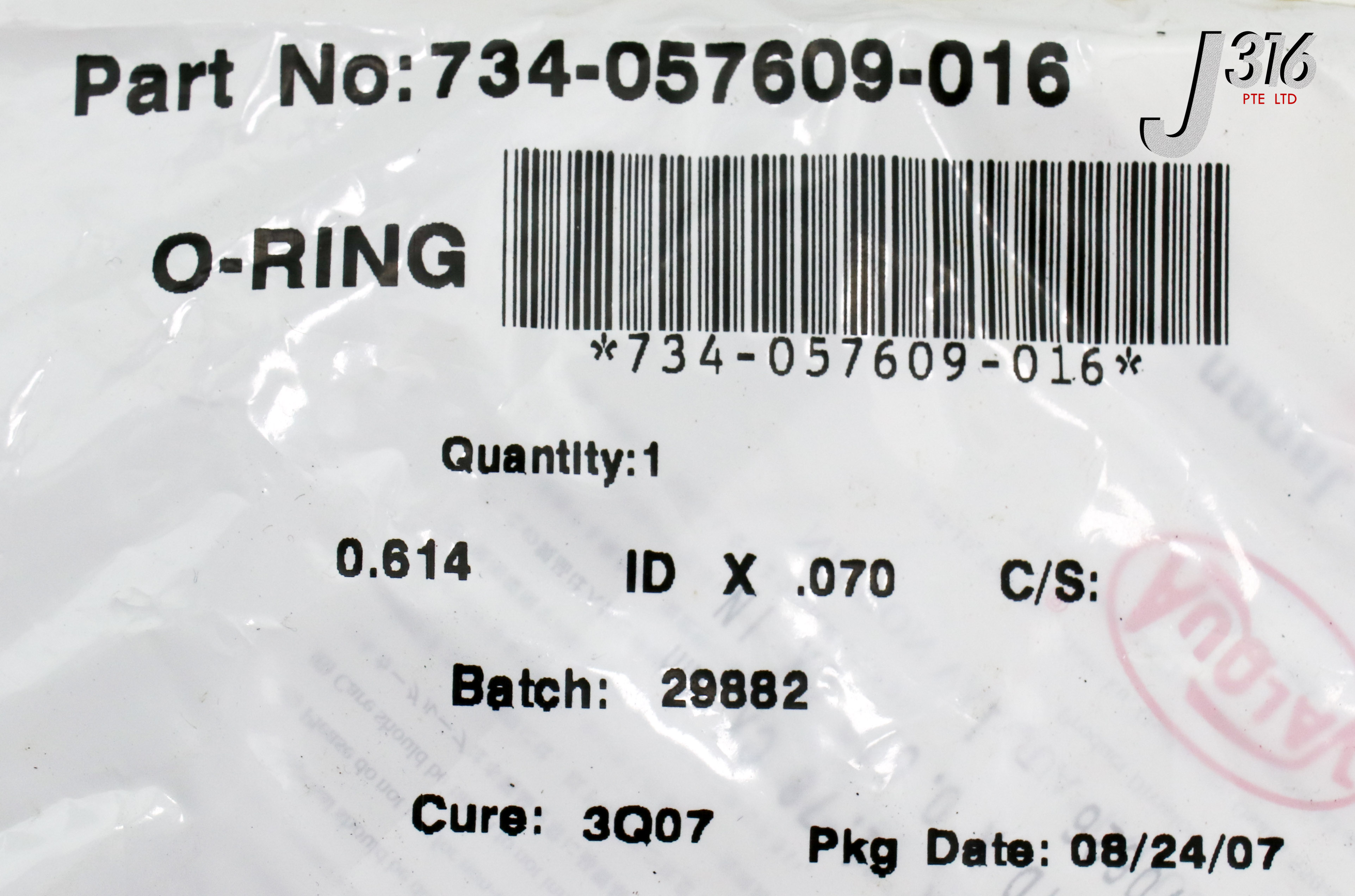19834 LAM RESEARCH VALQUA O-RING, 0.614 ID X 0.070 INCH (NEW) 734